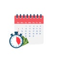 Tax day. Concept of Payment date or Payday loan like a calendar with money. Vector illustration.